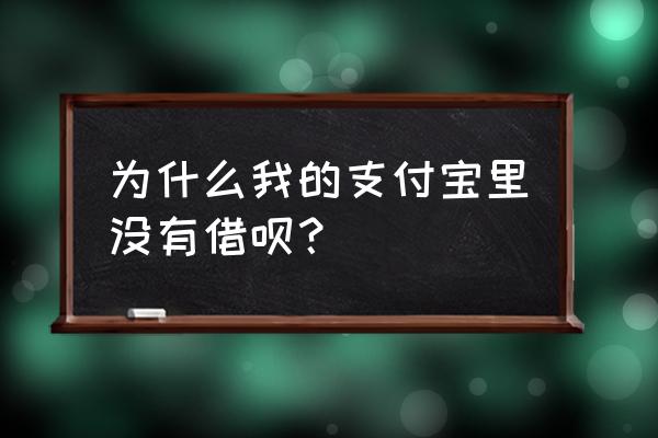 为什么我的没有借呗功能 为什么我的支付宝里没有借呗？