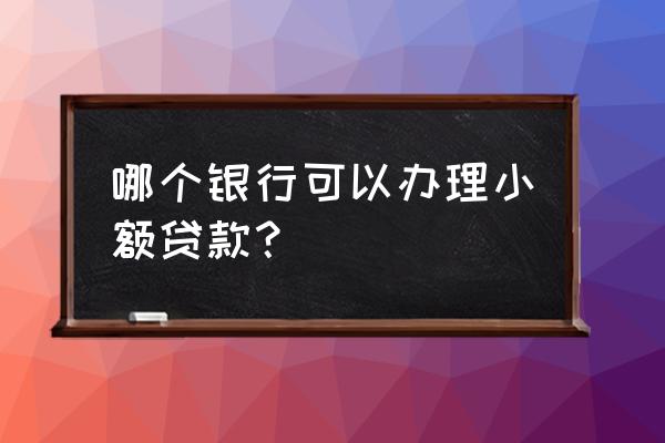 哪个银行能办小额贷款 哪个银行可以办理小额贷款？