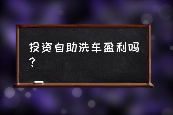 自助洗车机能投资吗 投资自助洗车盈利吗？