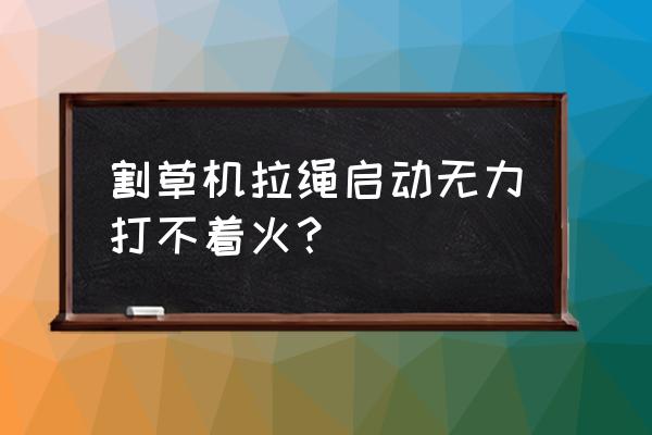 割草机动力不足怎么办 割草机拉绳启动无力打不着火？