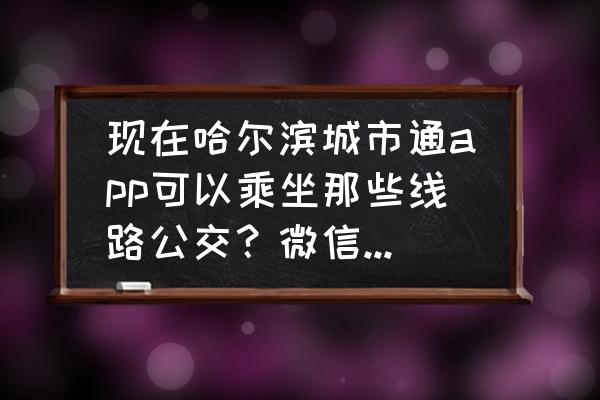 哈尔滨在网上能公交卡吗 现在哈尔滨城市通app可以乘坐那些线路公交？微信或支付宝呢？