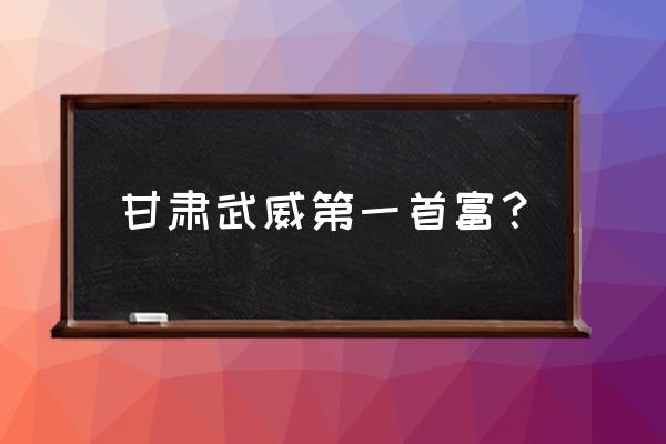 武威最近什么最挣钱 甘肃武威第一首富？