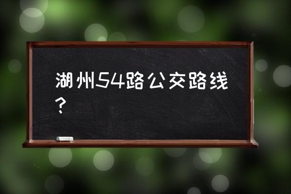 去湖州滨河新村几路车 湖州54路公交路线？