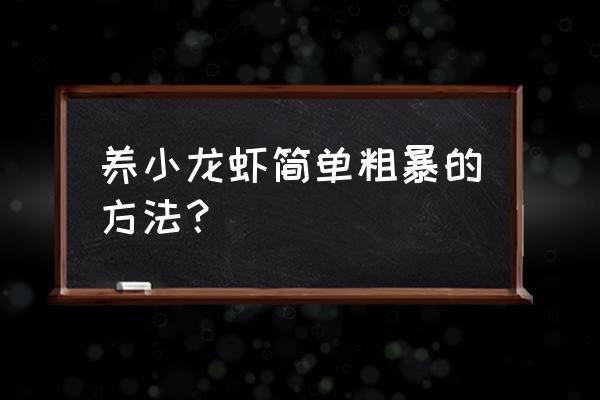 自家怎么养殖小龙虾 养小龙虾简单粗暴的方法？