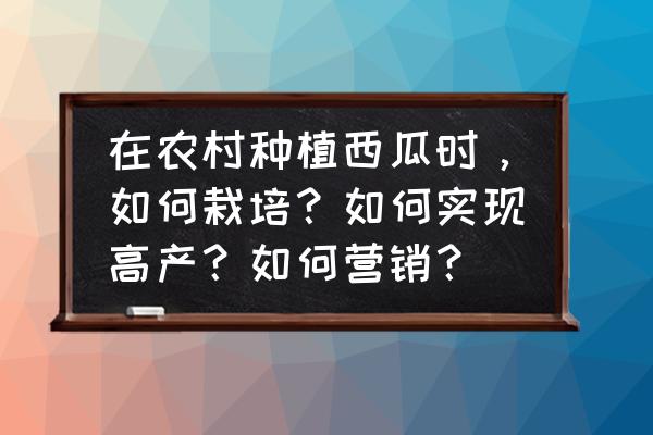 我的世界西瓜怎么种最好 在农村种植西瓜时，如何栽培？如何实现高产？如何营销？