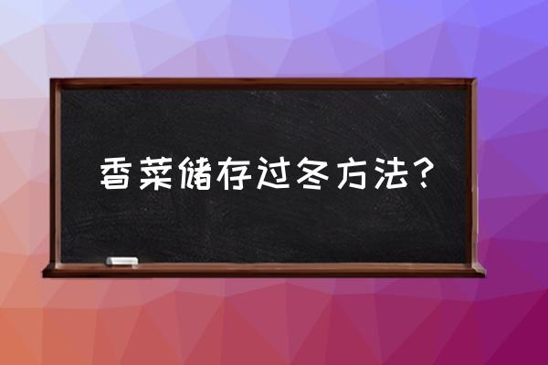 冬天香菜的最佳保存方法 香菜储存过冬方法？