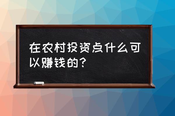 在农村老家创业做什么最好 在农村投资点什么可以赚钱的？